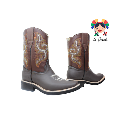 BUHO RODEO Café Bordado Bota Vaquera Casual para Joven