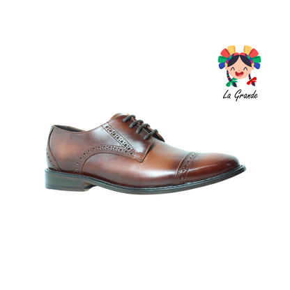 313 GIOVANNI Miel Piel Atanado Zapato de Vestir con Suela de Cuero para Caballero