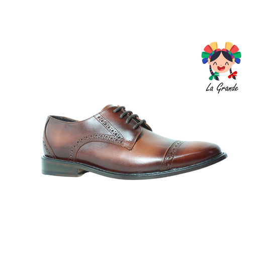 313 GIOVANNI Miel Piel Atanado Zapato de Vestir con Suela de Cuero para Caballero