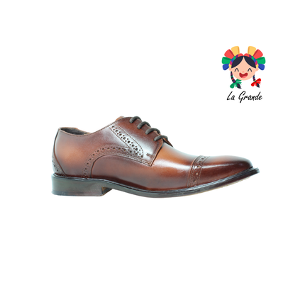 313 GIOVANNI Miel Piel Atanado Zapato de Vestir con Suela de Cuero para Caballero