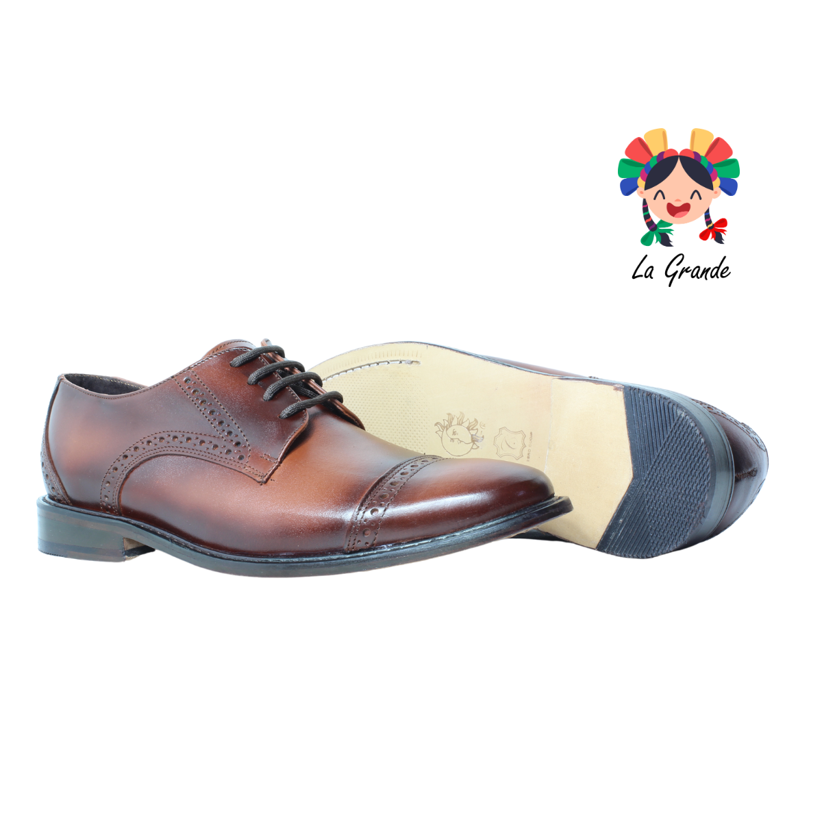 313 GIOVANNI Miel Piel Atanado Zapato de Vestir con Suela de Cuero para Caballero
