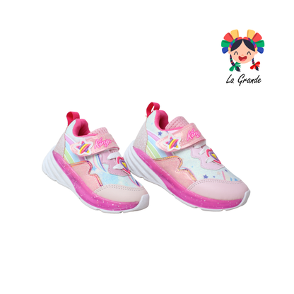 1734 KINGS-LU Rosa Fiusha Sintético Tenis Casual con Luz Led para Niña