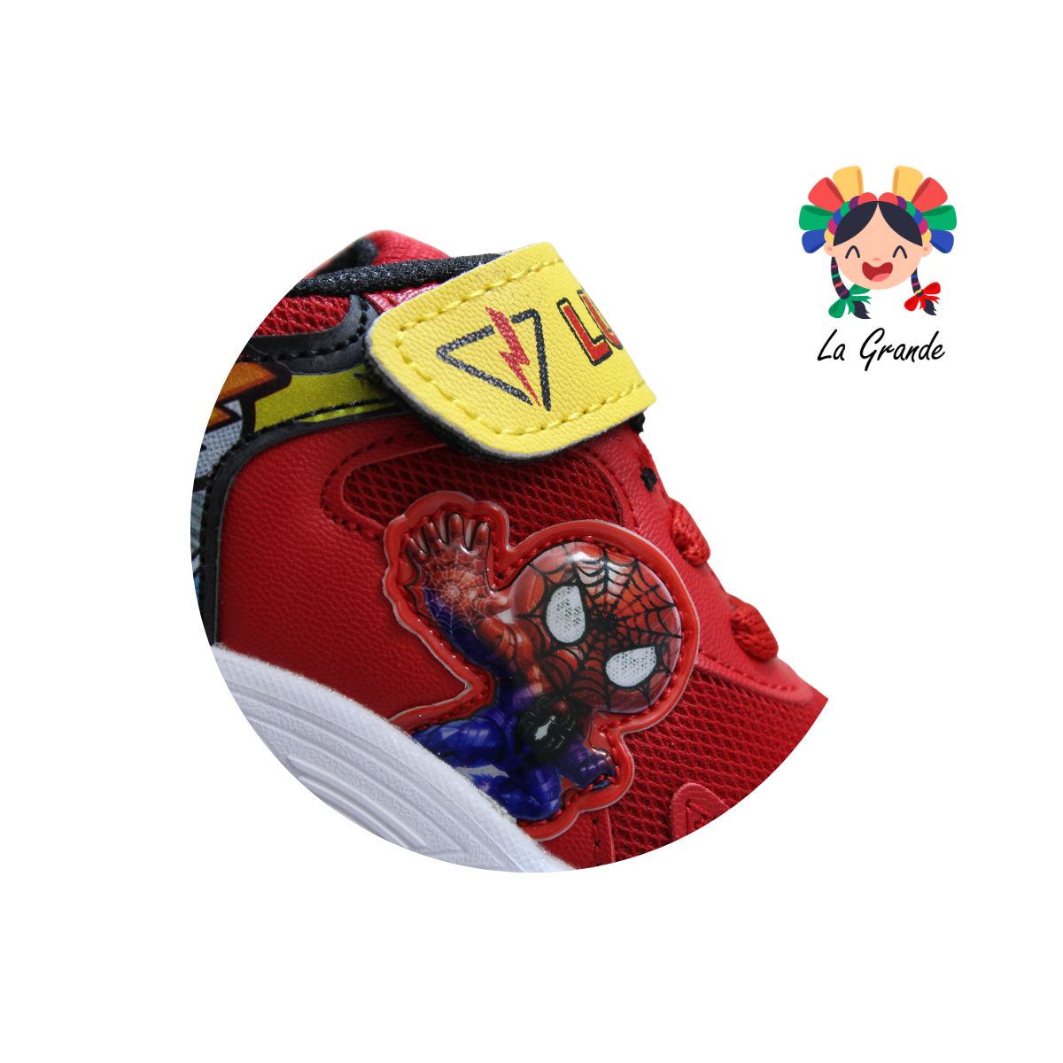 3153 BF Spider LUX-10 Rojo Negro Tenis Casual con Luz Led para Niño