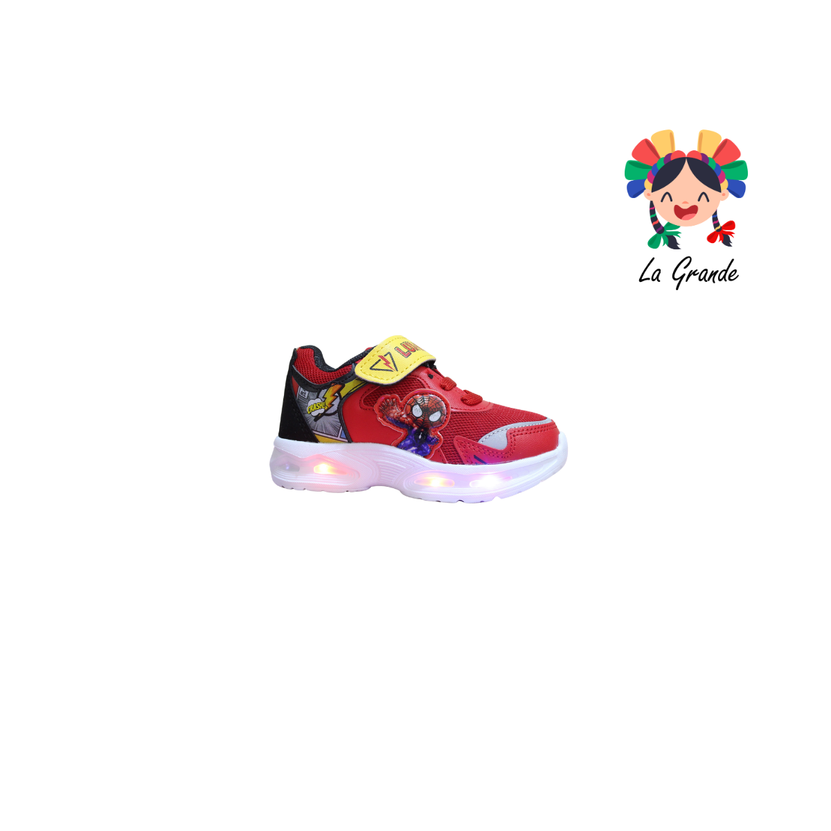 3153 BF Spider LUX-10 Rojo Negro Tenis Casual con Luz Led para Niño