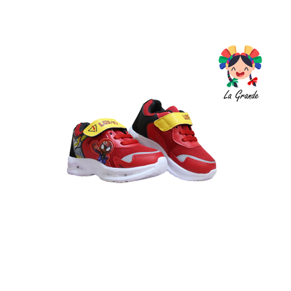 3153 BF Spider LUX-10 Rojo Negro Tenis Casual con Luz Led para Niño