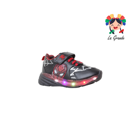 1727 KINGS-LU Negro Rojo Sintético Tenis Casual con Luz Led para Niño