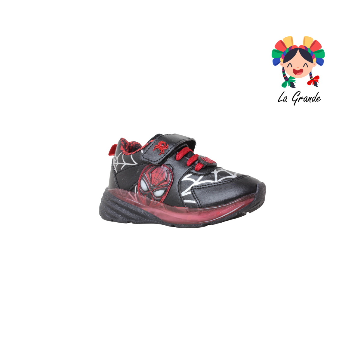 1727 KINGS-LU Negro Rojo Sintético Tenis Casual con Luz Led para Niño