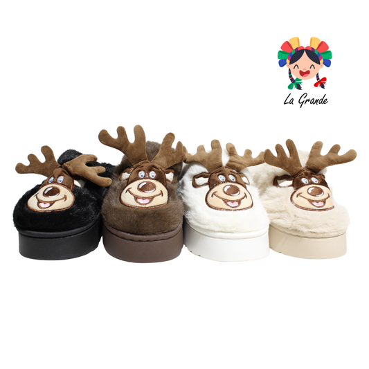 HH-00303 MT Multicolor Reno Pantufla Afelpada para Dama y Joven