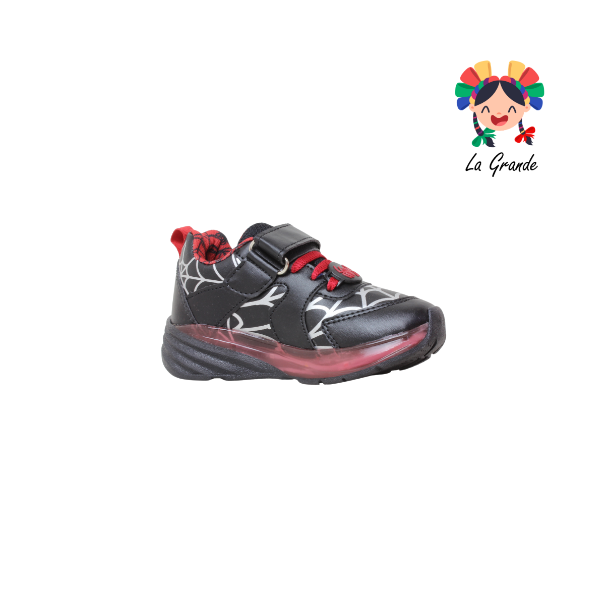 1727 KINGS-LU Negro Rojo Sintético Tenis Casual con Luz Led para Niño