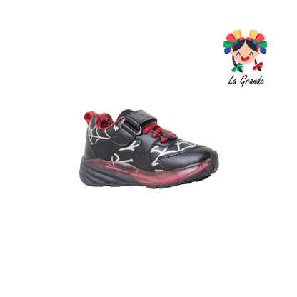 1727 KINGS-LU Negro Rojo Sintético Tenis Casual con Luz Led para Niño