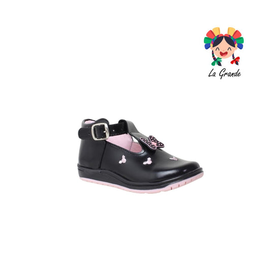 318 WIZZYZ Negro Piel Zapato Escolar para Niña