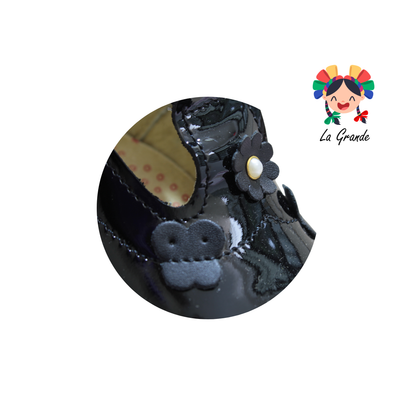 331 WIZZYZ Negro Piel Zapato Casual para Niña