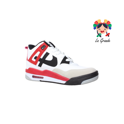 010897 PANAM Rojo Blanco Napa Tenis Casual Original para Dama y Joven