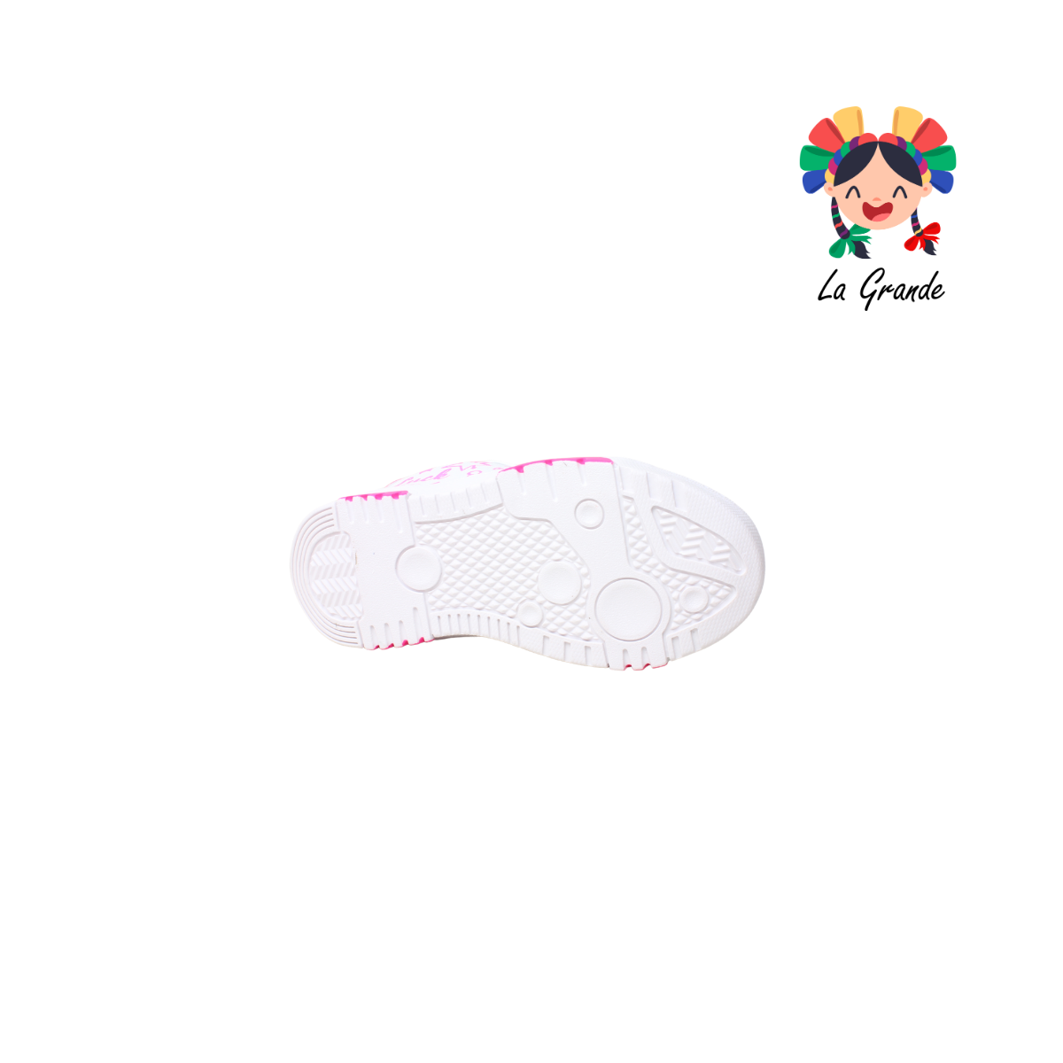 2130 BEBOS Blanco Fucsia Tenis Casual para Niña