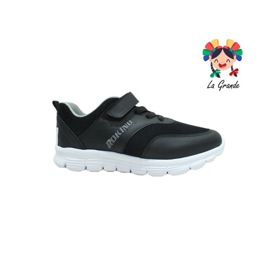 3236 ROKINO Negro Blanco Tenis Deportivo para Joven y Dama