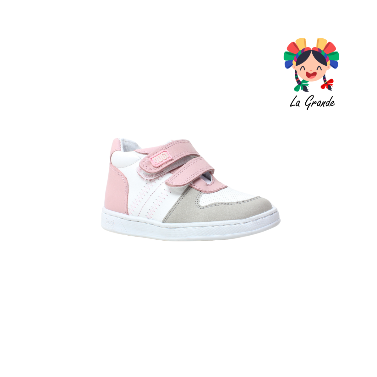 7349 DOGI Blanco Peonia Piel Tenis Casual para Bebé y Niña