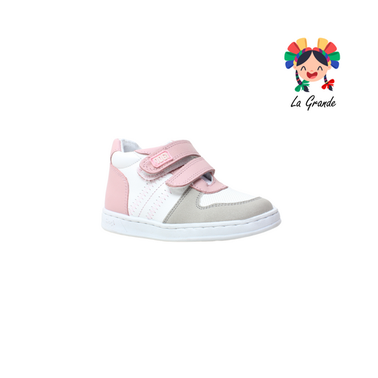 7349 DOGI Blanco Peonia Piel Tenis Casual para Bebé y Niña