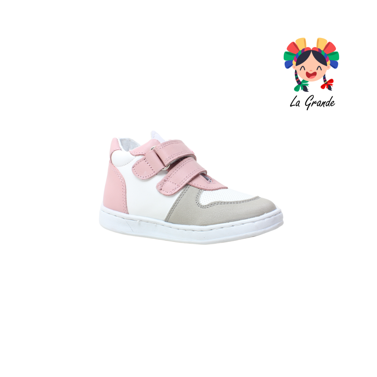 7349 DOGI Blanco Peonia Piel Tenis Casual para Bebé y Niña