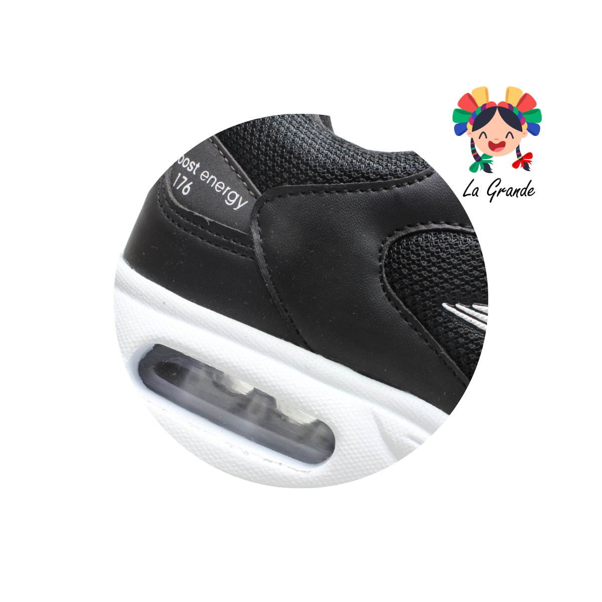 176 BOOST Negro Blanco Tenis Deportivo de Válvula para Caballero