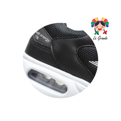 176 BOOST Negro Blanco Tenis Deportivo de Válvula para Caballero