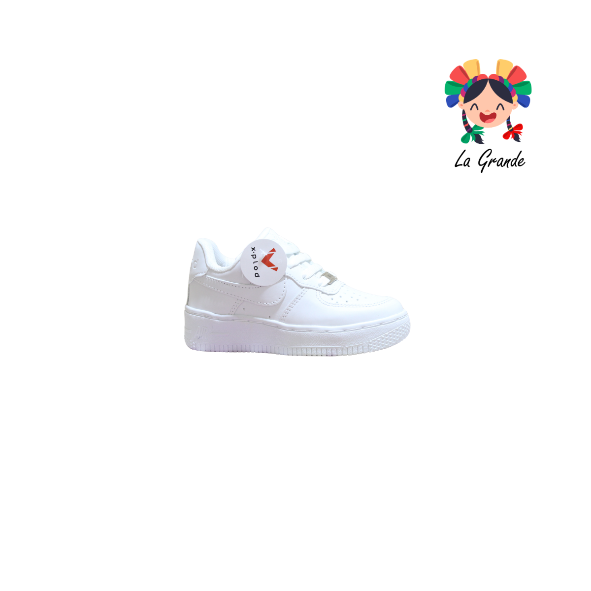 FORCE X-PLOD Blanco Blanco Sintético Tenis Casual Para Niña, Niño, Dama, Joven y Caballero