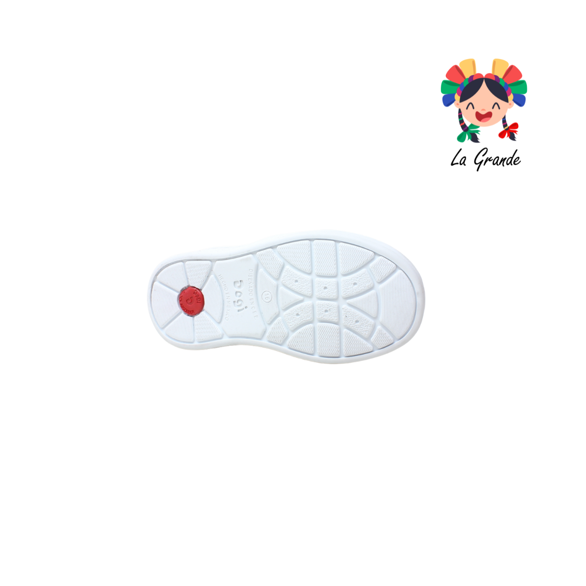 7349 DOGI Blanco Peonia Piel Tenis Casual para Bebé y Niña
