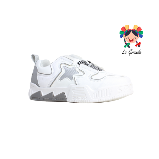 2316A-1F FOSUM Gris Blanco Sint Tenis Casual para Dama