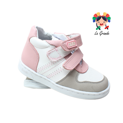 7349 DOGI Blanco Peonia Piel Tenis Casual para Bebé y Niña