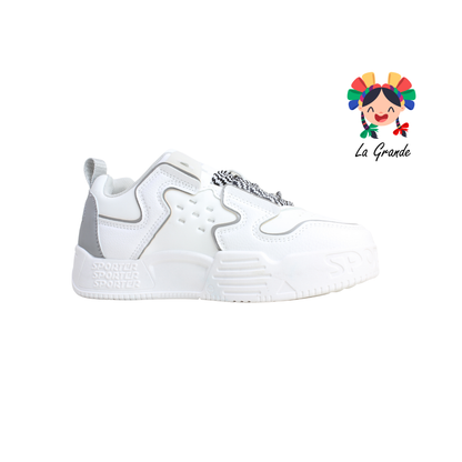 2316A-1F FOSUM Gris Blanco Sint Tenis Casual para Dama