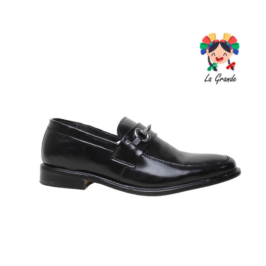 328 GIOVANNI Negro Piel Zapato Casual de Caballero con Herraje