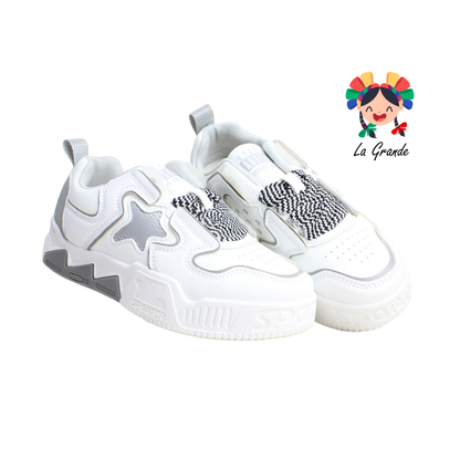 2316A-1F FOSUM Gris Blanco Sint Tenis Casual para Dama