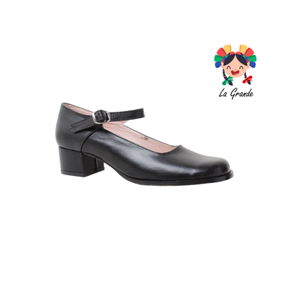 Escolta D'AIME Negro Piel Zapato Escolar para Dama