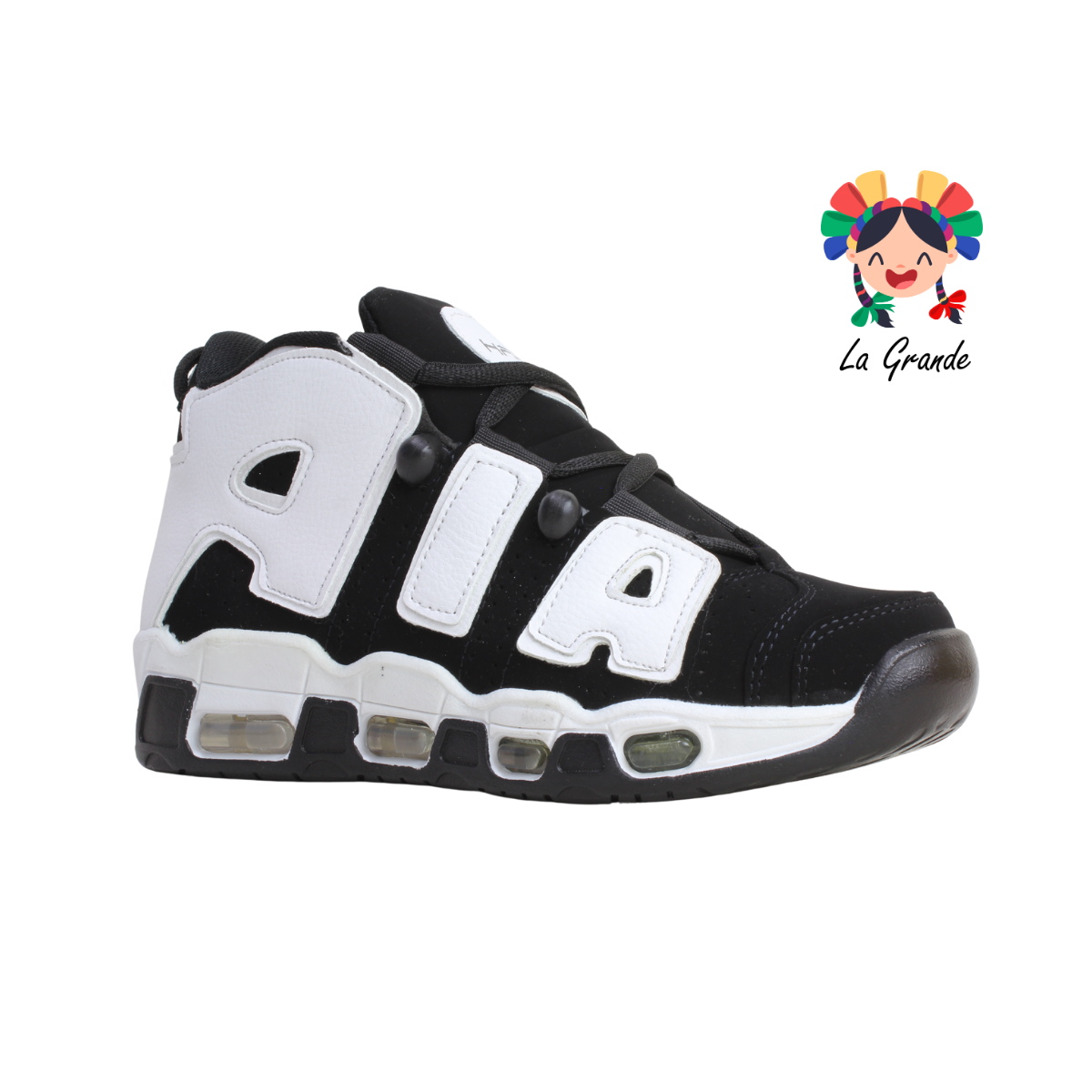 1018-B HARMAN Negro Blanco Nobuck Tenis Casual para Dama y Joven
