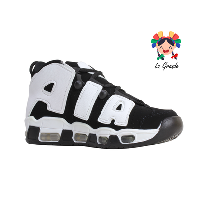 1018-B HARMAN Negro Blanco Nobuck Tenis Casual para Dama y Joven