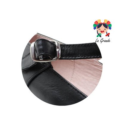 Escolta D'AIME Negro Piel Zapato Escolar para Dama