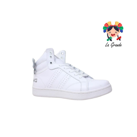 335 H-GROSS Blanco Blanco Piel Tenis Escolar para Dama y Joven