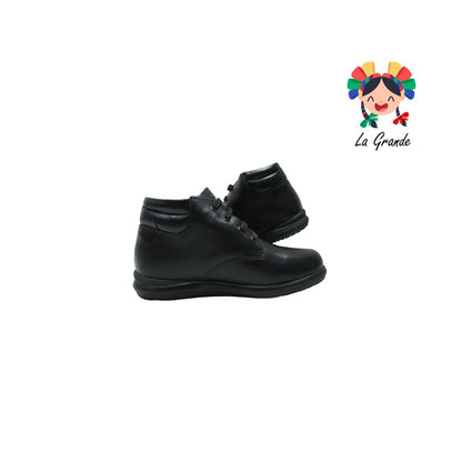 3406 DOGI Negro Piel Zapato Escolar  para Niño