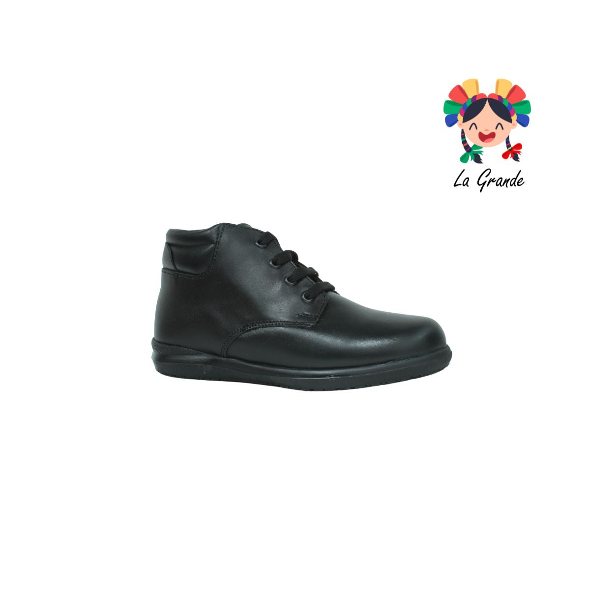 3406 DOGI Negro Piel Zapato Escolar  para Niño