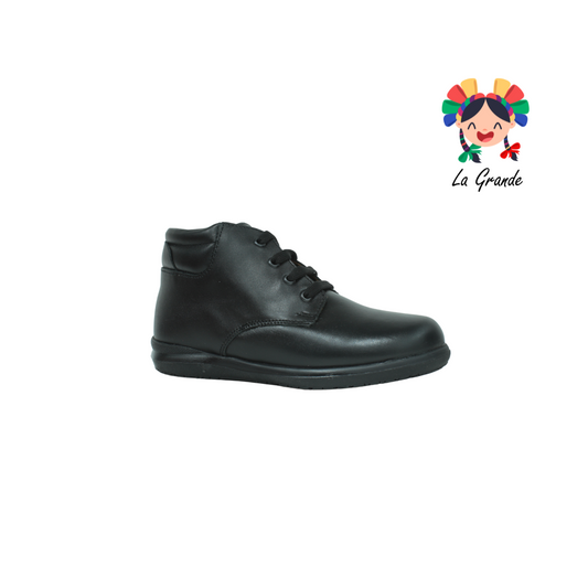 3406 DOGI Negro Piel Zapato Escolar  para Niño