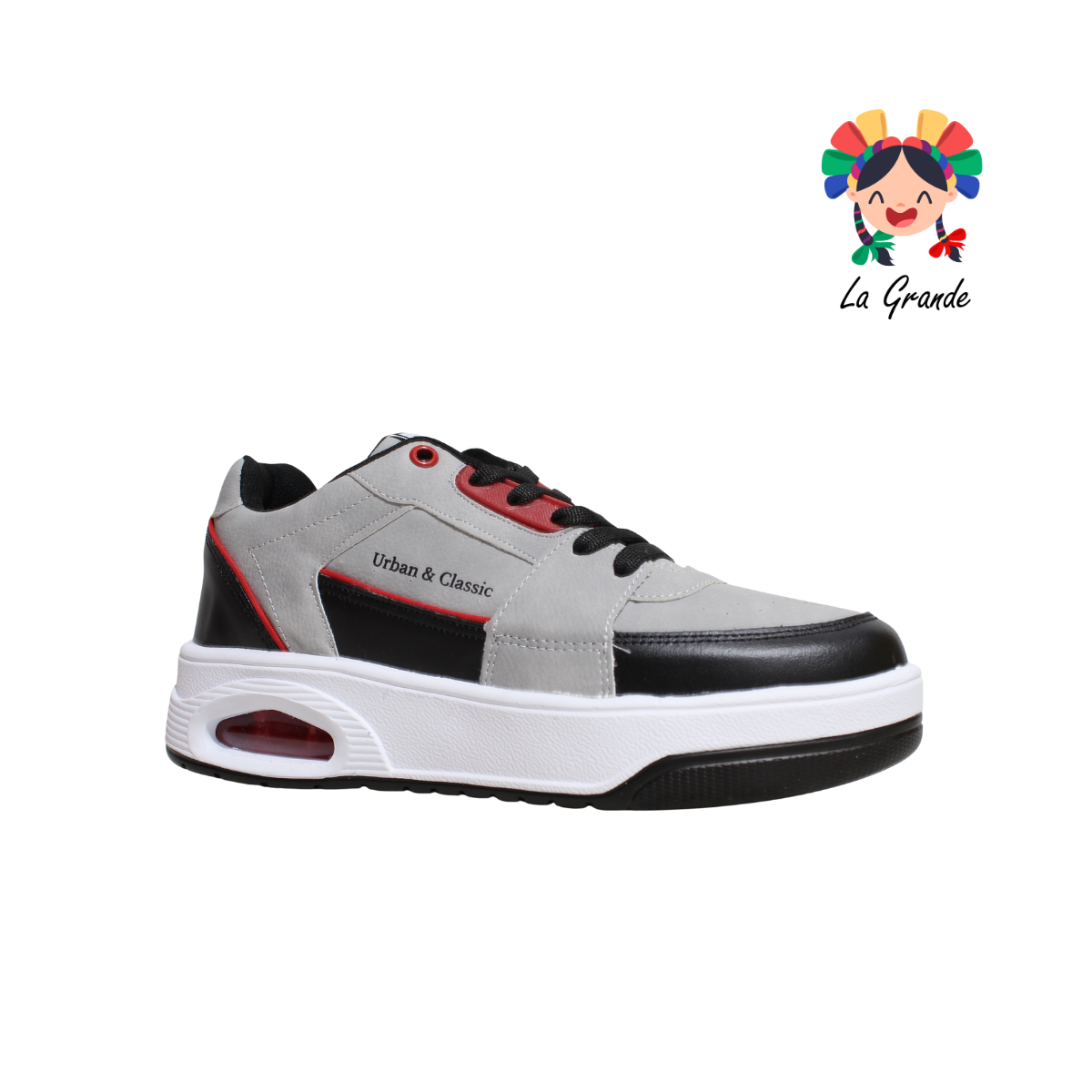 340 H-GROSS Gris Ngo Rojo Tenis Deportivo con Válvula para Caballero