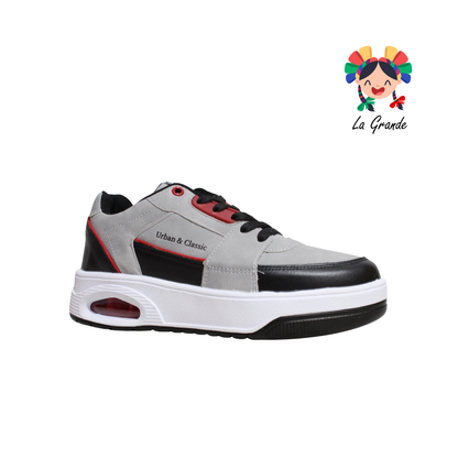 340 H-GROSS Gris Ngo Rojo Tenis Deportivo con Válvula para Caballero