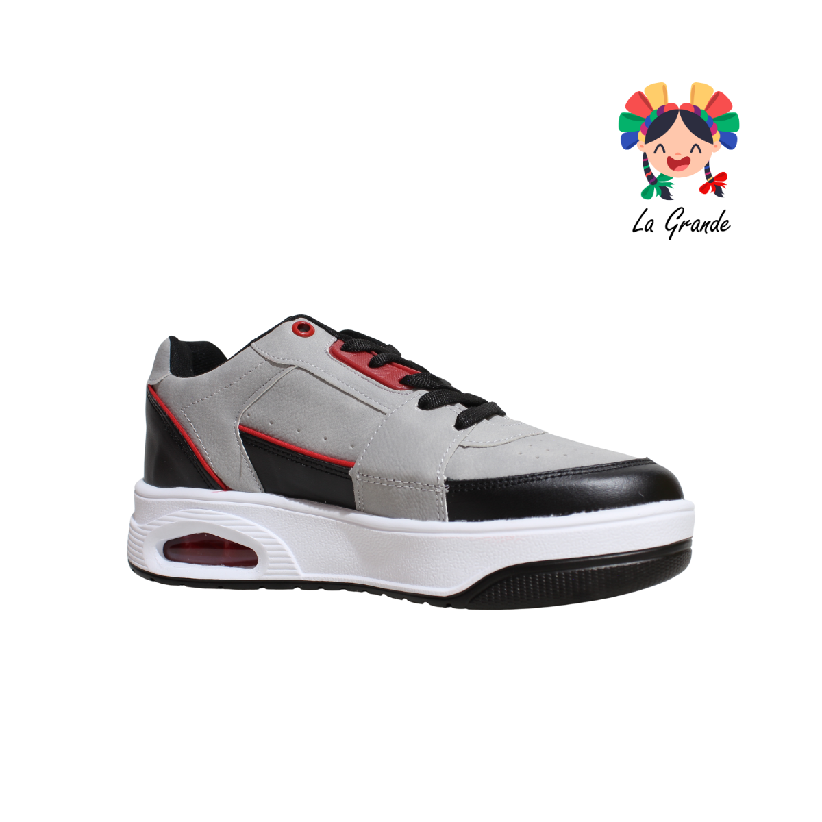 340 H-GROSS Gris Ngo Rojo Tenis Deportivo con Válvula para Caballero