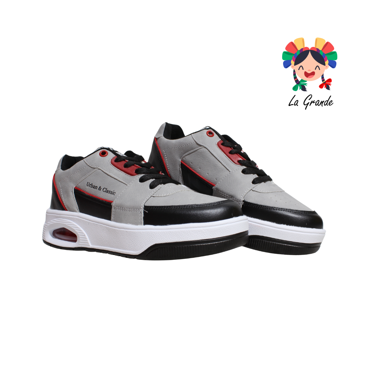 340 H-GROSS Gris Ngo Rojo Tenis Deportivo con Válvula para Caballero