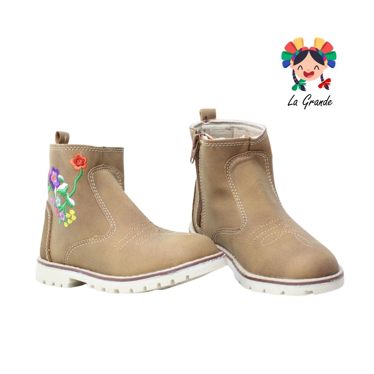340 MC QUEEN Miel Tan Bordado Bota Casual para Niña