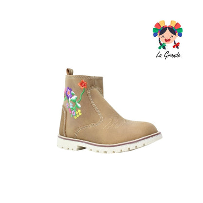 340 MC QUEEN Miel Tan Bordado Bota Casual para Niña