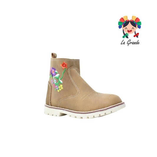 340 MC QUEEN Miel Tan Bordado Bota Casual para Niña