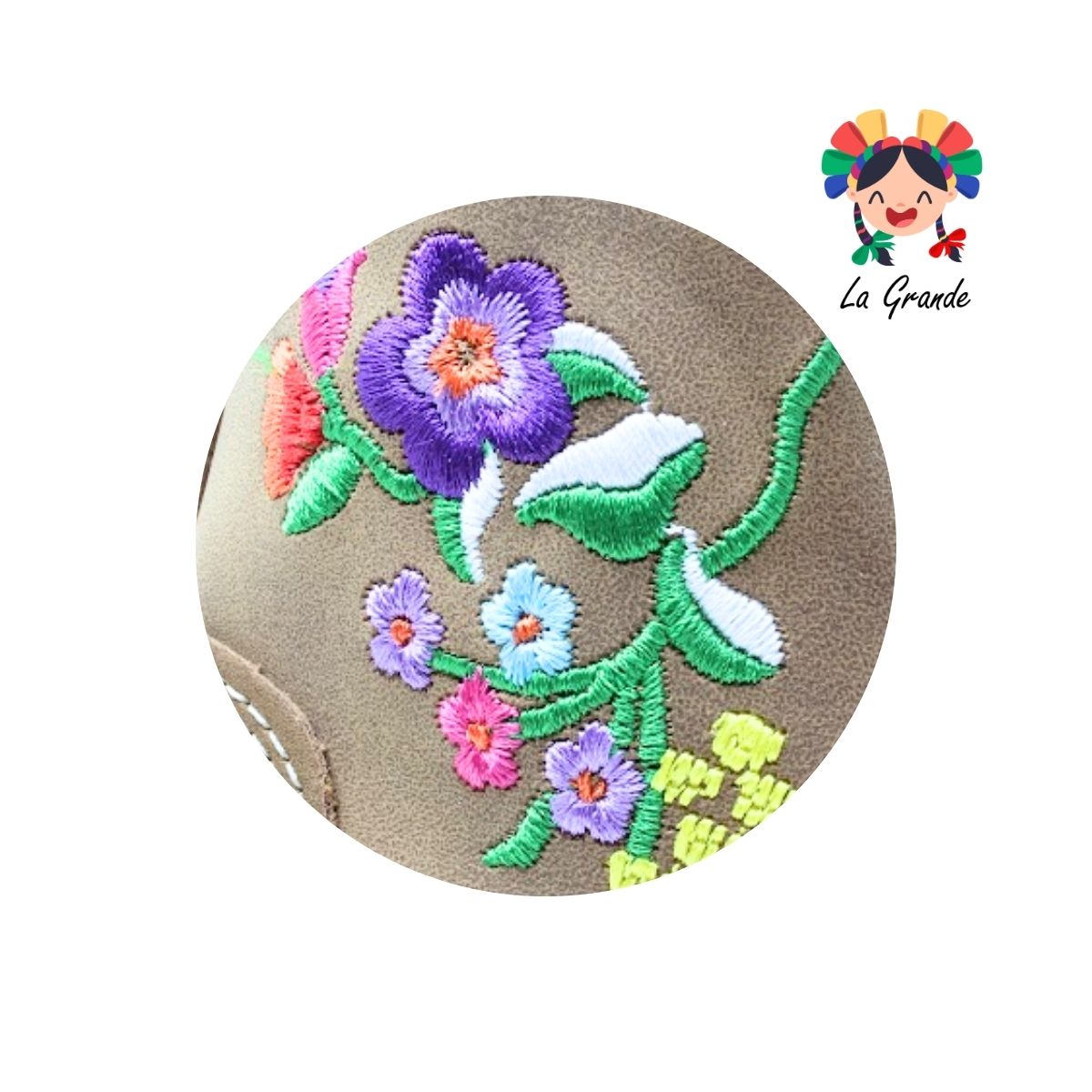 340 MC QUEEN Miel Tan Bordado Bota Casual para Niña