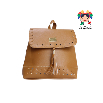 017 Mochila Entretejida Camel Casual para Dama