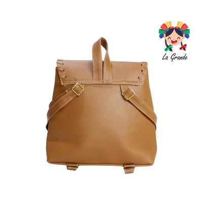 017 Mochila Entretejida Camel Casual para Dama