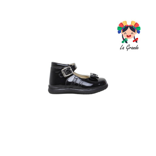 3423 DOGI Negro Charol Zapato Escolar para Bebé y Niña
